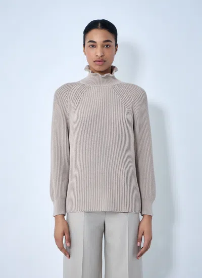 Max Mara Ribbed-knit High-neck Sweater In Brown
