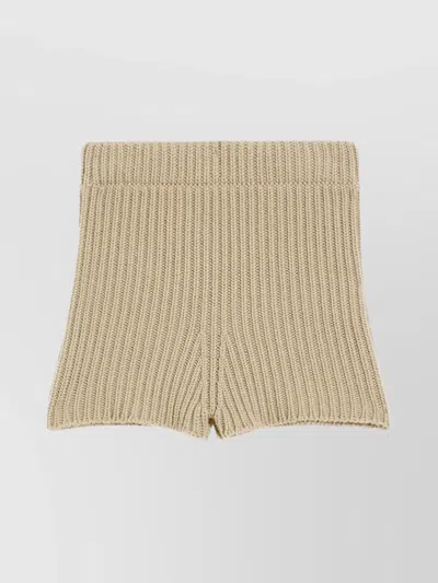 Max Mara Ribbed Knit High-waisted Culottes In Neutral