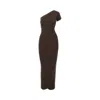 Max Mara Arda 1234 Ribbed Stretch Viscose Dress In Brown