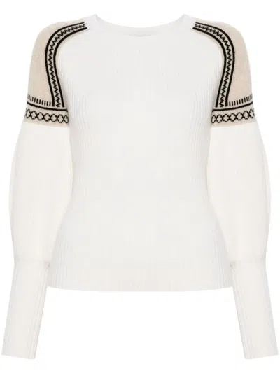Max Mara Ribbed-knit Panelled Jumper In Neutrals