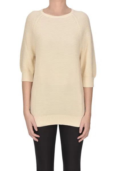 Max Mara Ribbed Knit Pullover In Neutral