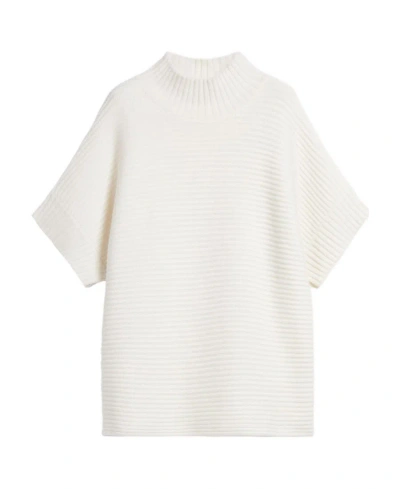 Max Mara Ribbed-knit Short-sleeved Top In White