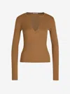 Max Mara Ribbed Knit Sweater In Brown