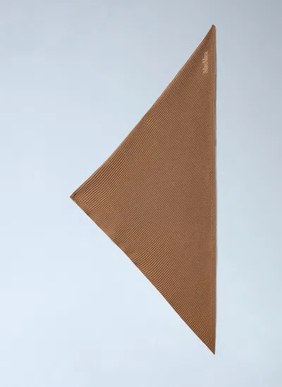 Max Mara Ribbed Knit Triangle Scarf In Camel