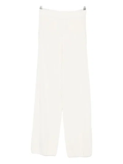 Max Mara Ribbed Knit Trousers In Neutral