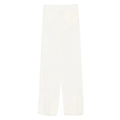 Max Mara Ribbed Knit Trousers In White