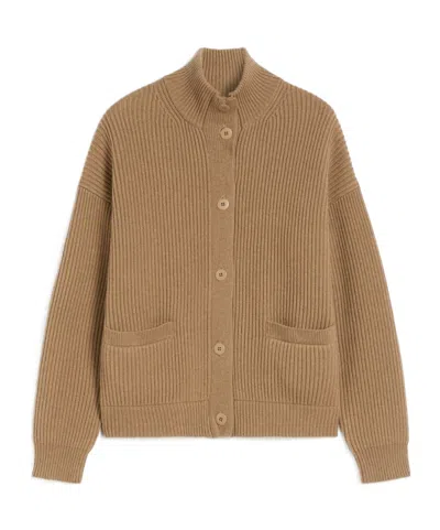 Max Mara Ribbed-knit Wool And Cashmere Cardigan In Brown