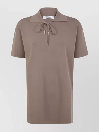 Max Mara Ribbed Knitwear Lace Neck In Neutral