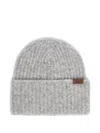 Max Mara Ribbed Label Beanie In Gray