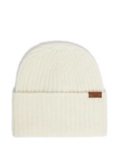 Max Mara Ribbed Label Hat In White