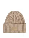 Max Mara Macbeth Cashmere Beanie With Logo Patch In Brown