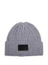 Max Mara Ribbed Logo-patch Beanie Hat In Gray
