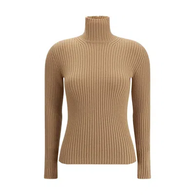 Max Mara Ribbed Long-sleeve T-shirt In Brown