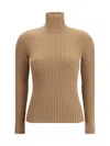Max Mara Wool And Cashmere Turtleneck Sweater In Gold