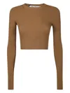 Max Mara Arcella Stretch Viscose Crepe Rib Top In Braun