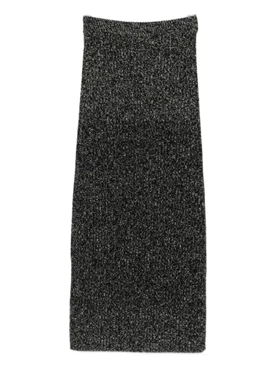 Max Mara Ribbed Lurex-effect Skirt In Black