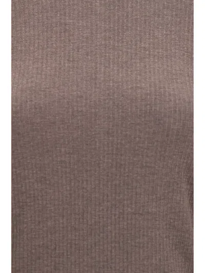 Max Mara Ribbed Lyocell Sweater In Brown