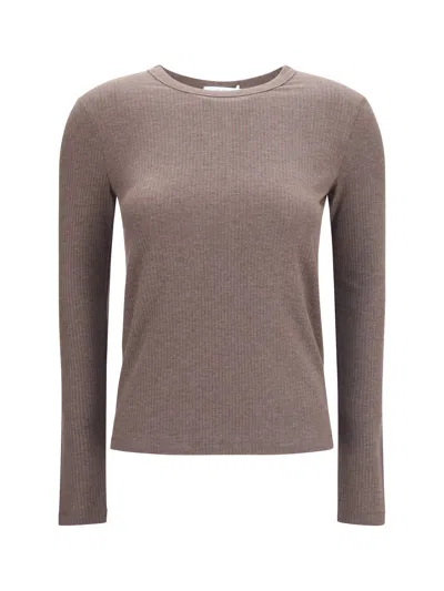 Max Mara Ribbed Lyocell-silk Blend Sweater In Brown