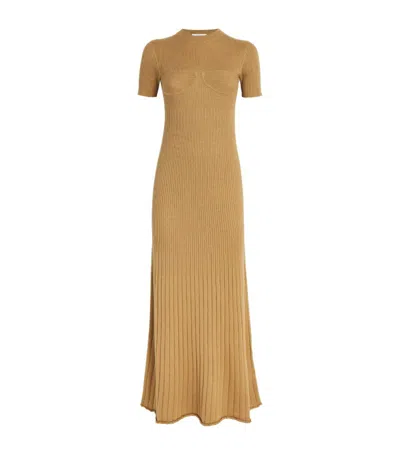 Max Mara Europa Wool & Silk Knit Maxi Dress In Beige