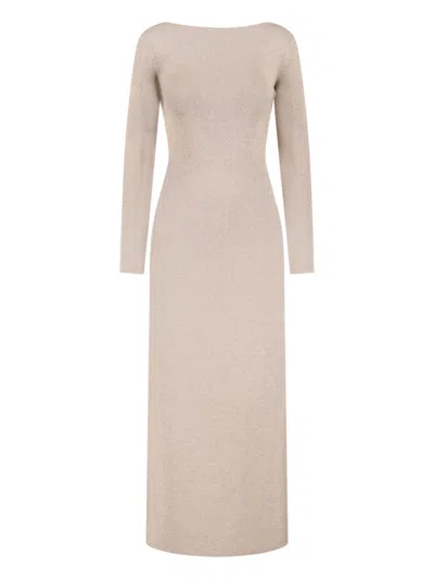 MAX MARA MAX MARA RIBBED MAXI DRESS WITH ROUND NECKLINE AND DEEP V-BACK