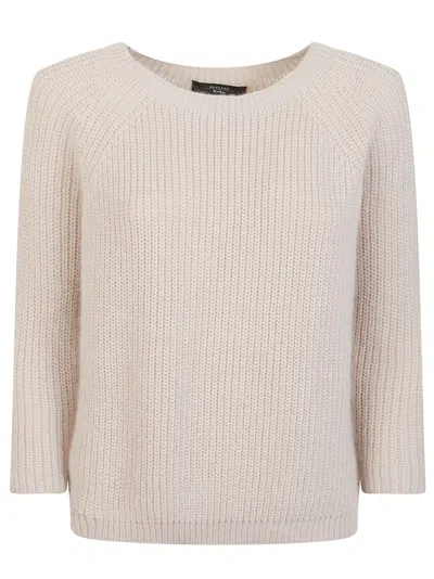 Max Mara Ribbed Mohair Blend Sweater In Neutral