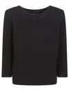 Max Mara Ribbed Mohair Blend Sweater With Relaxed Raglan Sleeves In Black