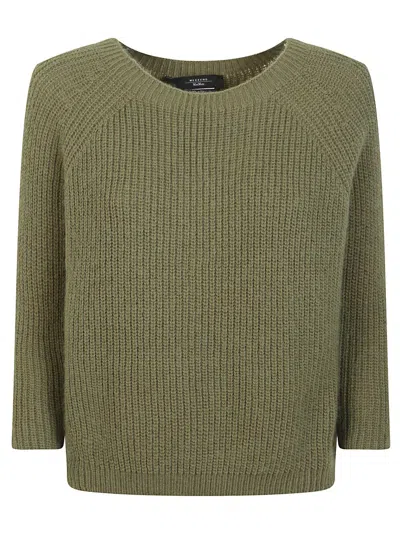 Max Mara Ribbed Mohair Blend Sweater With Textured Knit Design In Green