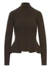 Max Mara Ribbed Wool Cashmere Turtleneck Sweater In Animal Print