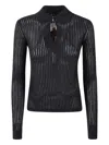 Max Mara Lapel Long Sleeve Polo Shirt In Black