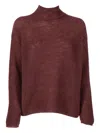 Max Mara Ribbed Roll-neck Top In Brown
