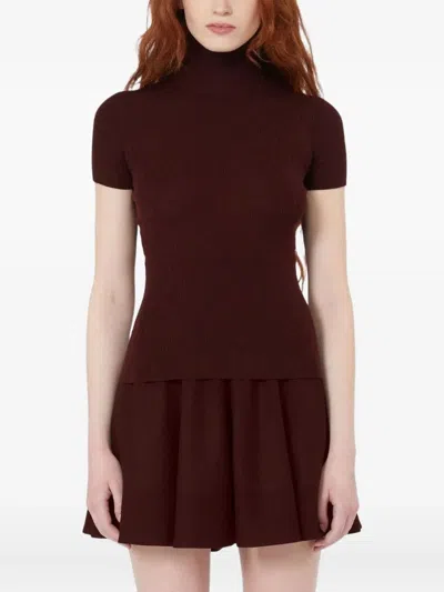 Max Mara Ribbed Roll-neck Top In Red