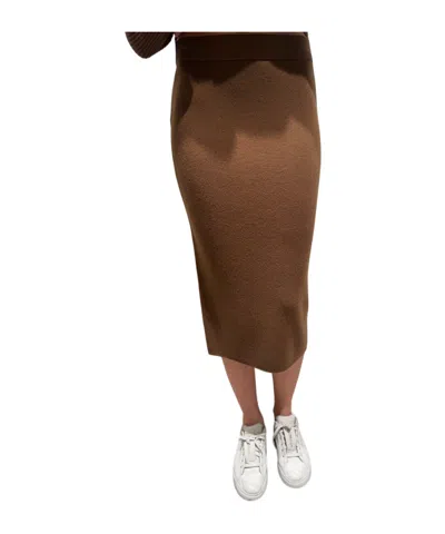 Max Mara Ribbed Skirt In Brown