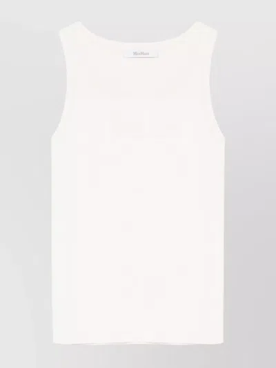Max Mara Ribbed Sleeveless Scoop Neck Stretch Tank Top In Neutrals