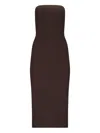 Max Mara Ribbed Strapless Midi Dress In Brown
