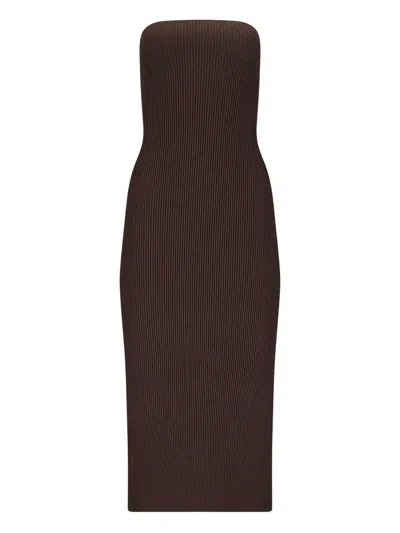 Max Mara Ribbed Strapless Midi Dress