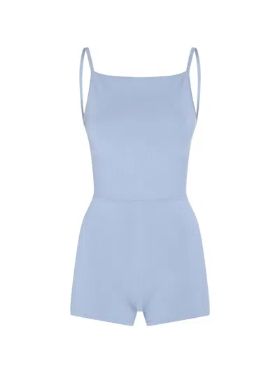 Max Mara Ribbed Straps Playsuit In Blue