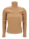 Max Mara Wool And Cashmere Turtleneck Sweater In Gold