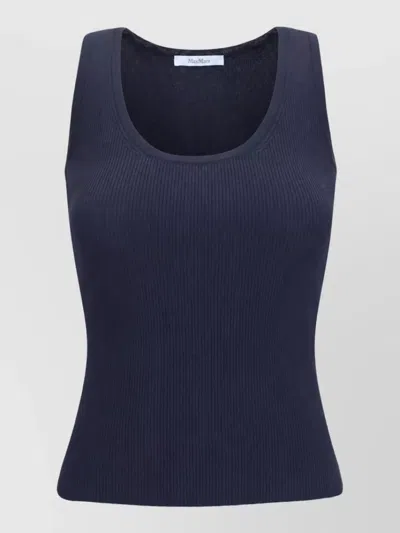 Max Mara Mxmeditta Ribbed Woven Tank In Black