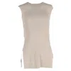 Max Mara Ribbed Tank Top In Beige Cotton In Gold