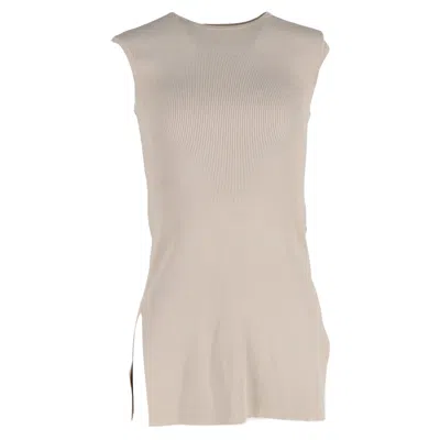 Max Mara Ribbed Tank Top In Beige Cotton In Gold