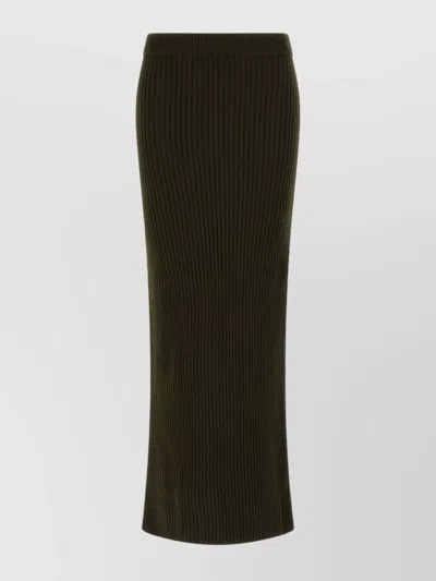 Max Mara Ribbed Texture Skirt Elastic Waistband In Black