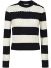 Max Mara Ribbed Texture Top With Contrasting Stripes In Gold