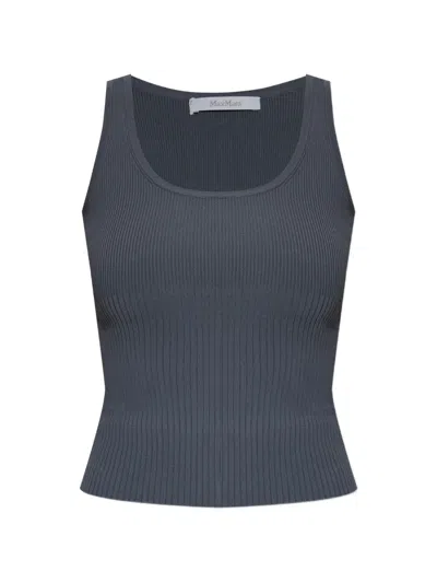 Max Mara Ribbed Top In Blue