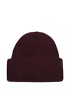 Max Mara Ribbed Turn-up Beanie In Burgundy