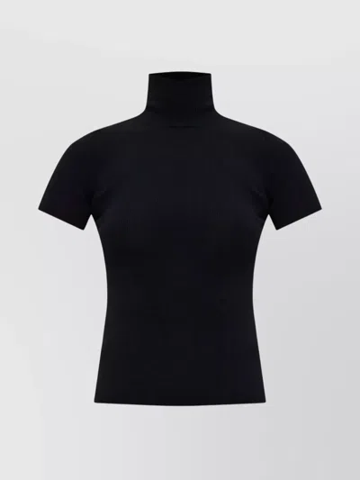 Max Mara Ribbed Turtleneck Short Sleeve Top