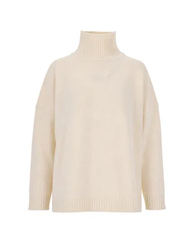 Max Mara Ribbed Turtleneck Sweater In Avorio