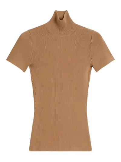 Max Mara Ribbed Turtleneck Sweater In Brown