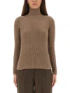 Max Mara Ribbed Turtleneck Sweater In Brown