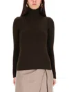 Max Mara Ribbed Turtleneck Sweater In Brown