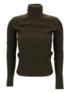 Max Mara Ribbed Wool And Cachemire Turtleneck Sweater In Green